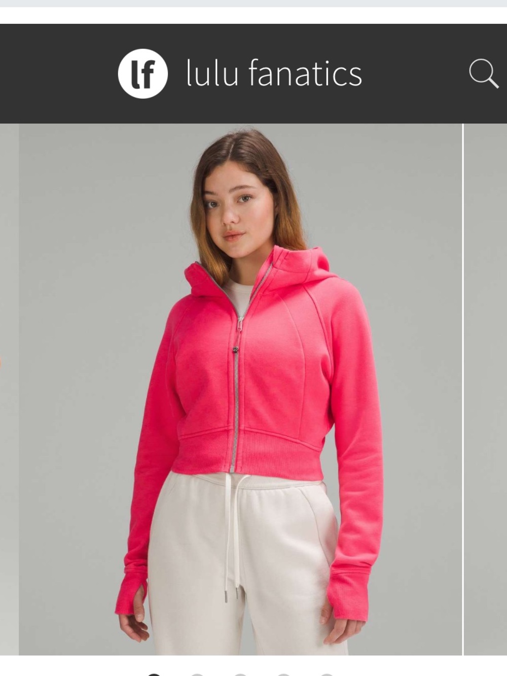 Lululemon Scuba Full-Zip Cropped Hoodie ~Sz 0 2 Lip Gloss Hot Pink